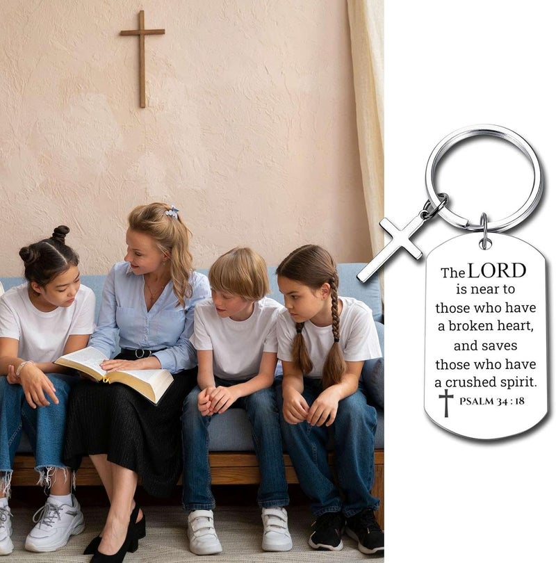 GiftYou Inspirational Scripture Metal Key Chains with Cross Pendant - Bible Verse Keychain Religious Gift for Christian - Image 2